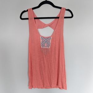 Twist back tank with bead detailing
